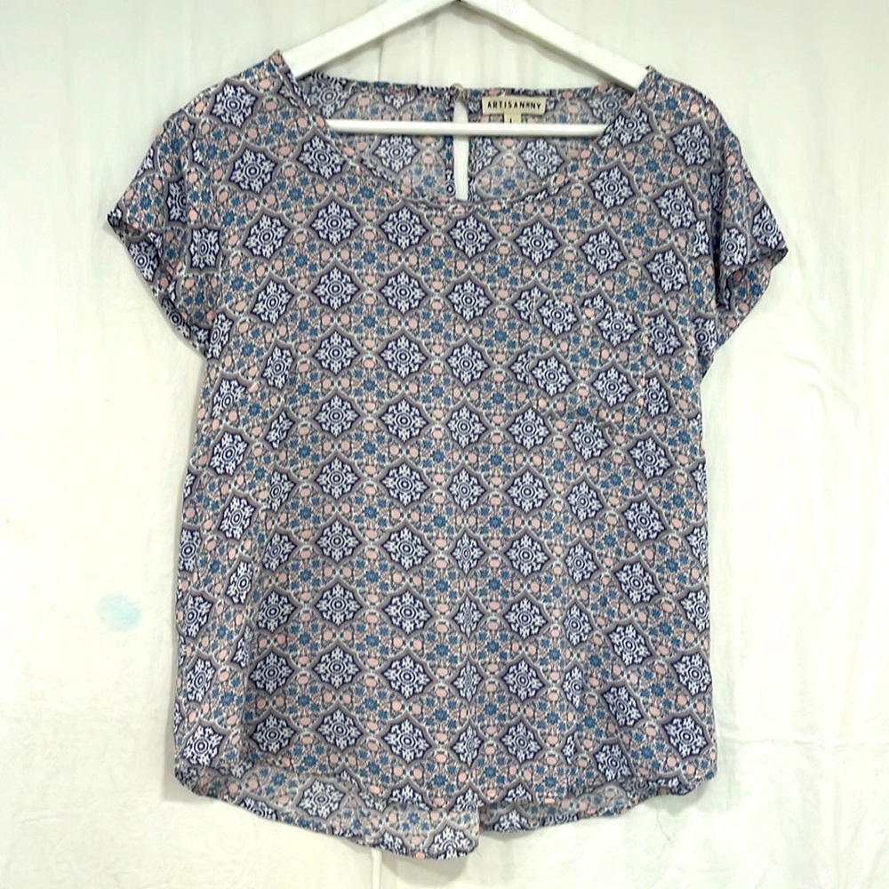 Softest rayon print cap-sleeved blouse